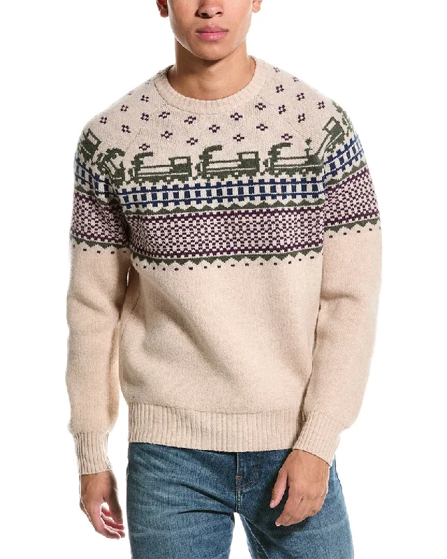 Tall Men's Button - Down Sweater in Mustard Yellow for a Pop of Color in SpringTodd Snyder Fair isle Wool Crewneck Sweater