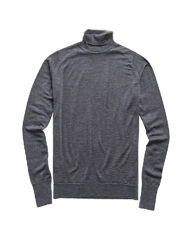 Slim Fit Men's Long - Sleeve Cotton - Linen Blend Sweater in Beige for a Summer Casual LookTodd Snyder Roll Neck Wool Sweater