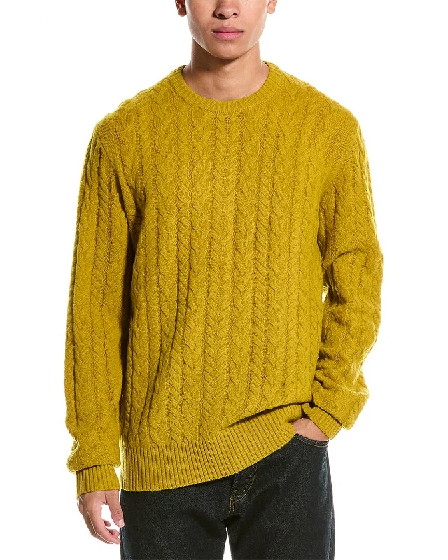 Men's Cable - Knit Turtleneck Merino Wool Sweater in Charcoal for a Winter Business LookTodd Snyder The Dean Wool Sweater