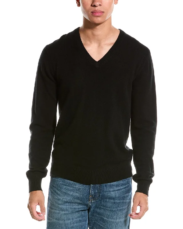 Regular Fit Men's Mock - Neck Sweater in Teal with a Side Slit for a Modern Office AttireTodd Snyder V-Neck Cashmere Sweater