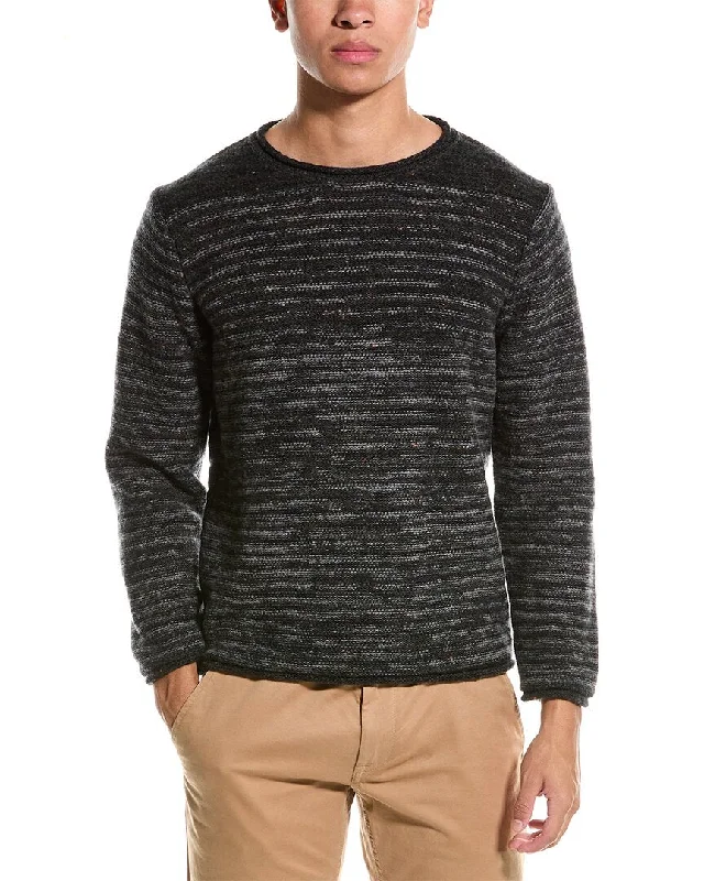 Men's Fringe - Trimmed Boho - Style Sweater in Beige for a Music Festival VibeTodd Snyder Wool & Cashmere-Blend Mock Neck Sweater