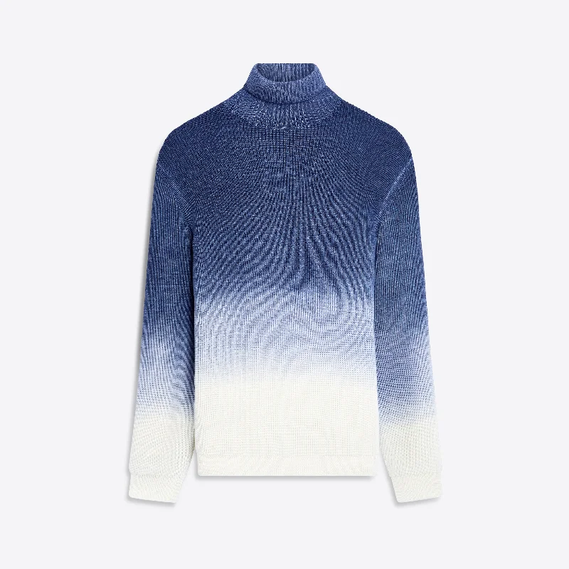 Men's Cable - Knit Sweater Dress in Gray for a Unique and Comfortable One - Piece OptionTurtle Neck Dip Dyed Ombre Sweater