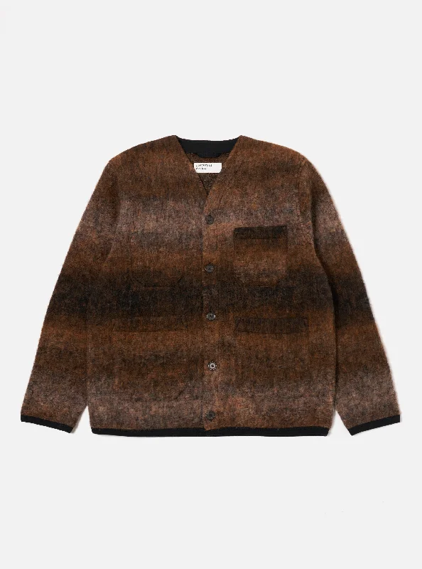 Men's Shawl - Collar Cardigan in Dark Grey for a Sophisticated and Versatile StyleUniversal Works Cardigan in Brown Ombre Fleece Men's Shawl - Collar Cardigan in Dark Grey for a Sophisticated and Versatile StyleUniversal Works Cardigan in Brown Ombre Fleece