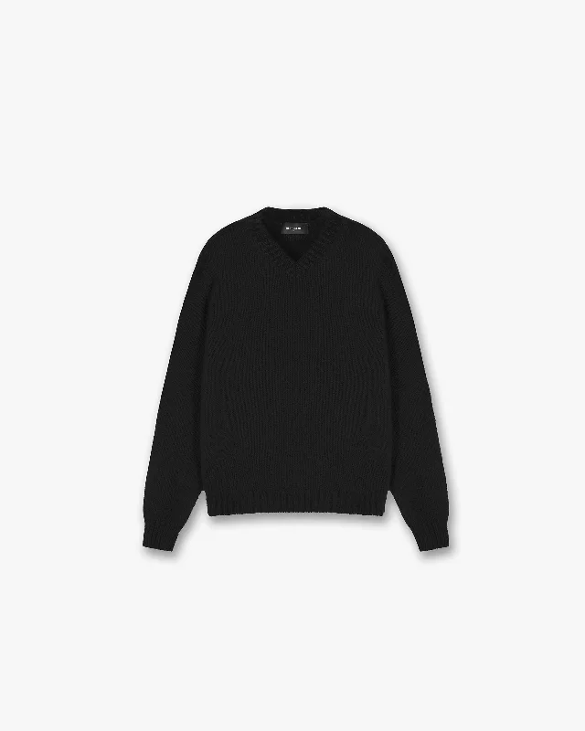 Men's Fuzzy Mohair - Blend Sweater in Light Pink for a Soft and Stylish LookV Neck Mohair Sweater - Black