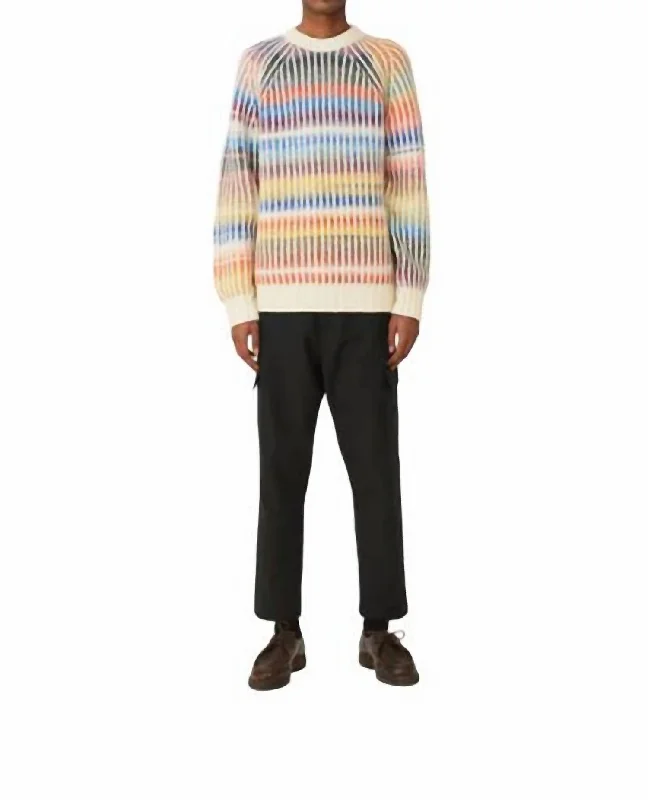 Men's Cable - Knit Turtleneck Merino Wool Sweater in Charcoal for a Winter Business LookViggo Raglan Crew Sweater In Bright Multi