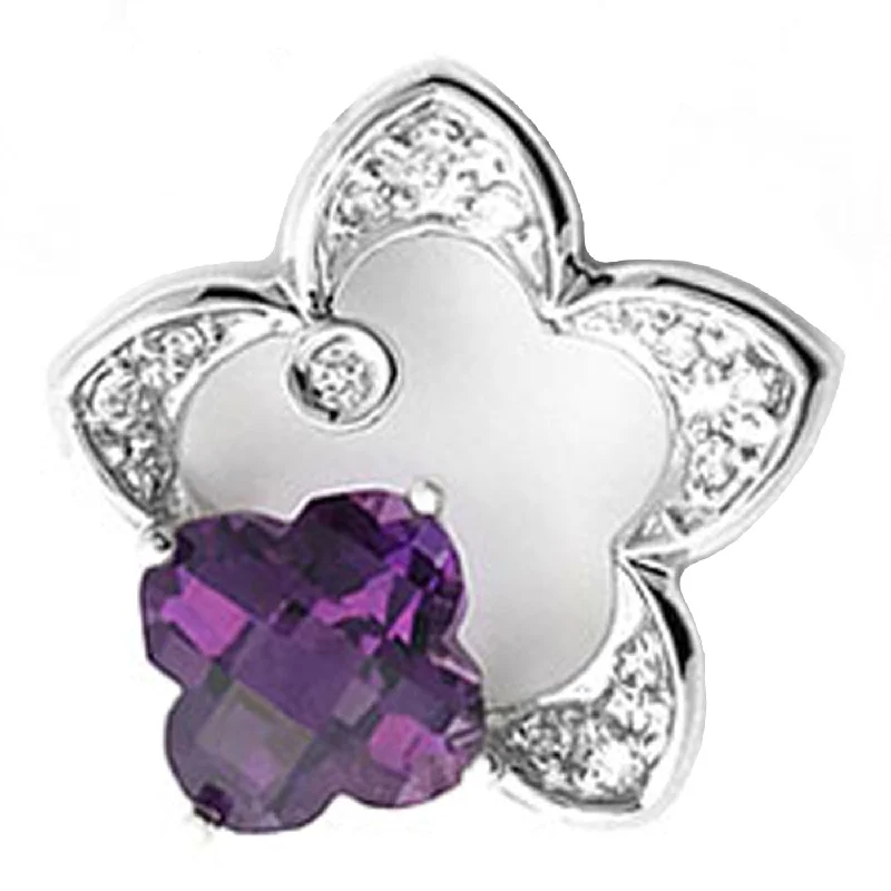 Men coats with multiple inner pockets for convenient storage of essentials14k White Gold Clover Shape Amethyst and Diamond Star Pendant