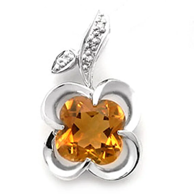 Men coats with a drawstring waist for a customizable fit14k White Gold Clover Shape Citrine and Diamond Pendant
