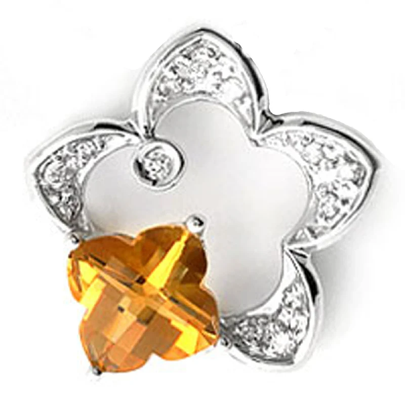 Slim - fit men coats in navy blue for a classic and sophisticated appearance14k White Gold Clover Shape Citrine and Diamond Star Pendant