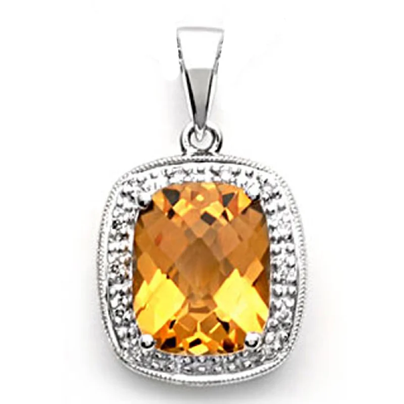 Men coats with a contrasting trim for a fashion - forward aesthetic14k White Gold Cushion-Cut Citrine and Diamond Pendant