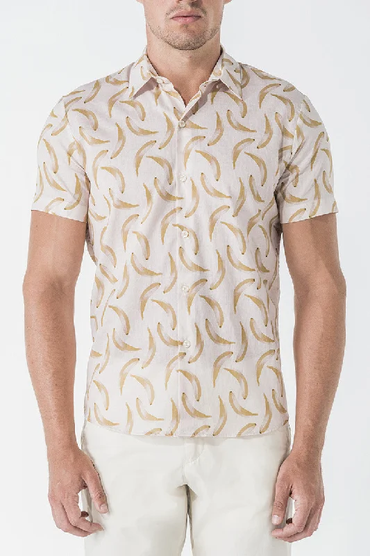 Men's shirtjackets with a toggle - closure system​1707B Banana Print S/SL Shirt