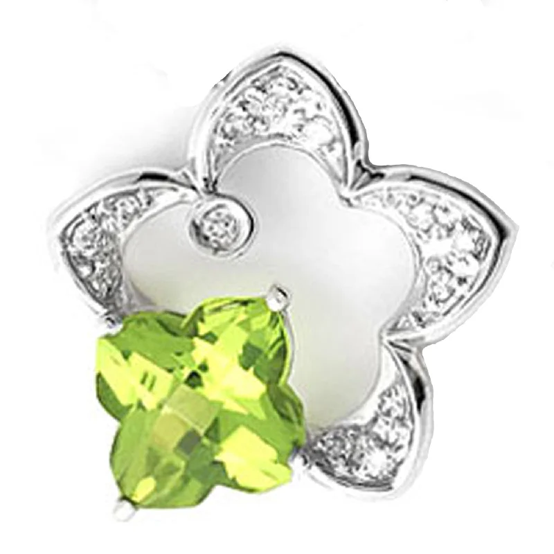 Men coats with a water - resistant finish for light rain and splashes18k White Gold Clover Shape Peridot and Diamond Star Pendant
