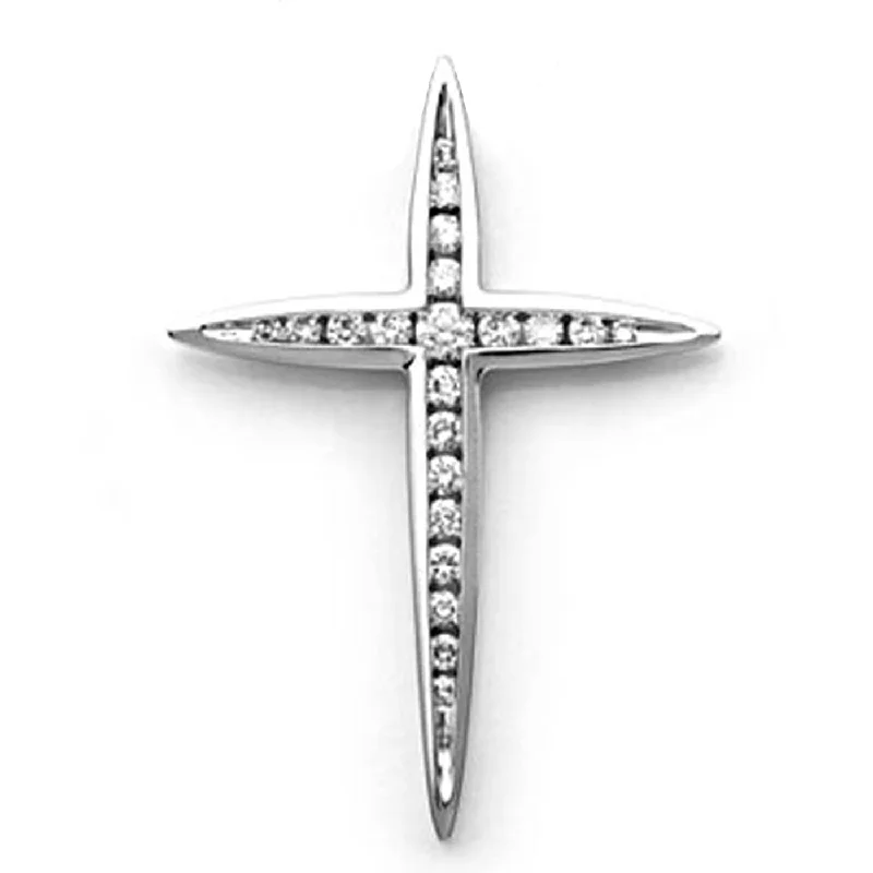 Slim - fit men coats in navy blue for a classic and sophisticated appearance18k White Gold Diamond Cross Pendant