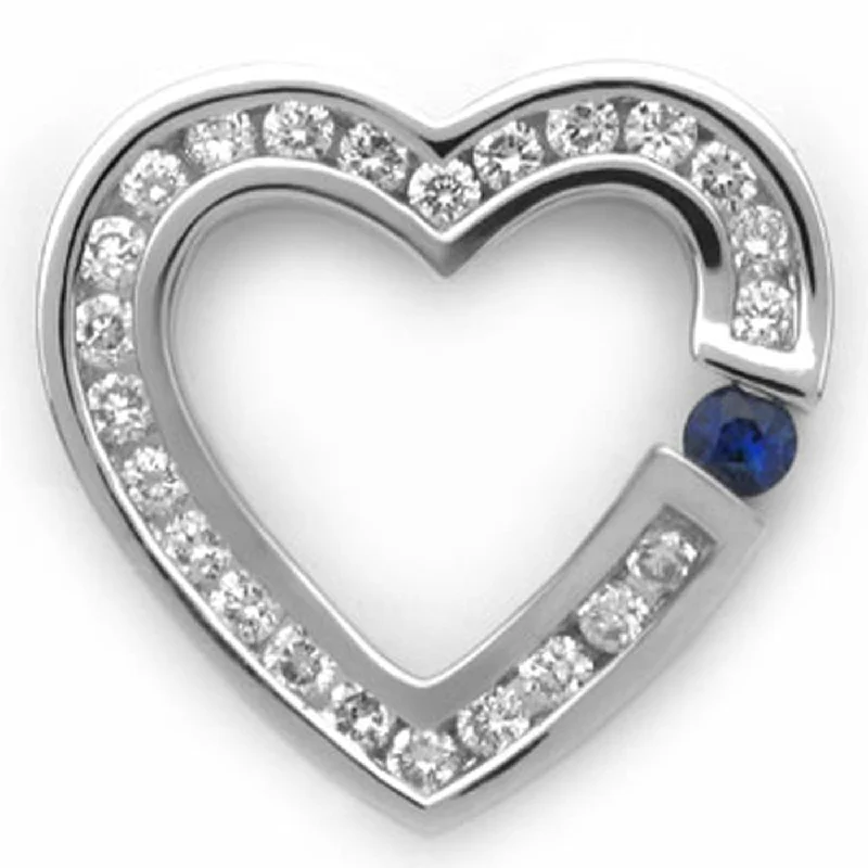 Slim - fit men coats in navy blue for a classic and sophisticated appearance18k White Gold  Diamond and Sapphire Heart Pendant