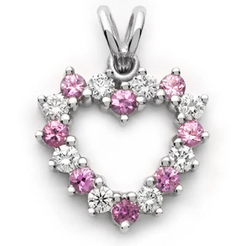Men coats made of high - quality leather for a rugged and durable option18k White Gold Pink Sapphire and Diamond Heart Pendant
