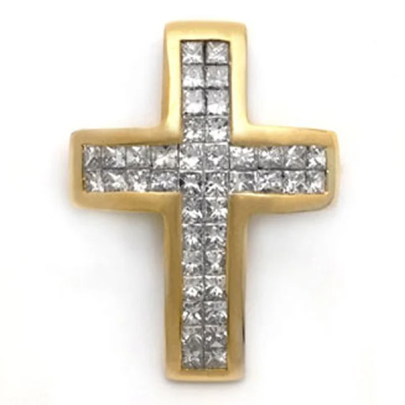 Men coats with a water - resistant finish for light rain and splashes18k Yellow Gold Princess-Cut Diamond Cross Pendant