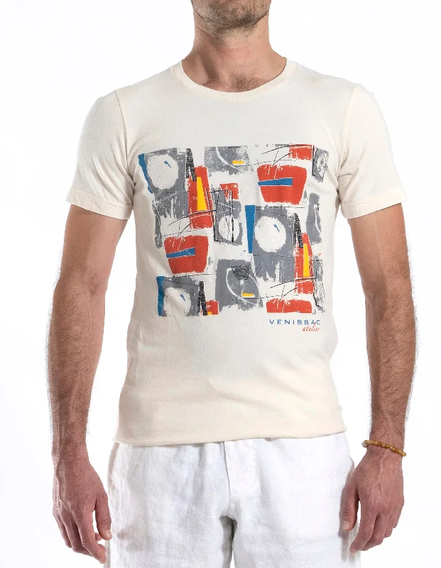 Men's cashmere - blend shirtjackets for luxury​2220A Andy S/SL " Yelow " T.Shirt