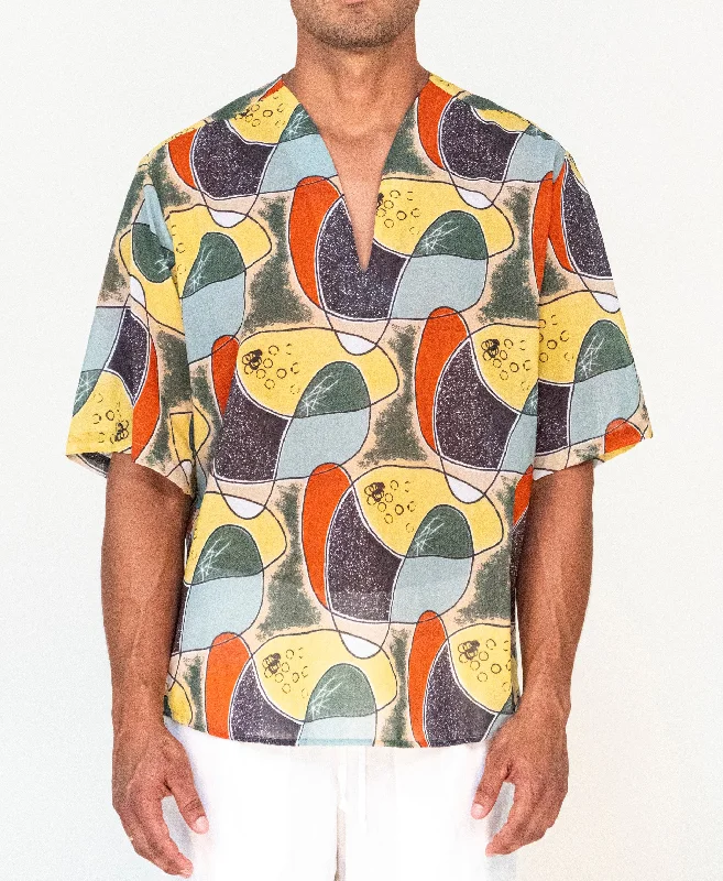 Men's shirtjackets with a ribbed cuffs and hem​2316 Octave Collarless Tunic