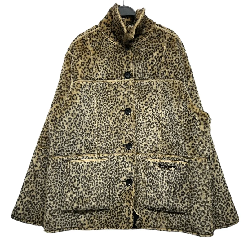 Men coats with a stand - up collar for a sleek and modern lookSupreme/Coat/L/Suede/BLK/Leopard/REVERSIBLE CHEETAH PRINT Men coats with a stand - up collar for a sleek and modern lookSupreme/Coat/L/Suede/BLK/Leopard/REVERSIBLE CHEETAH PRINT