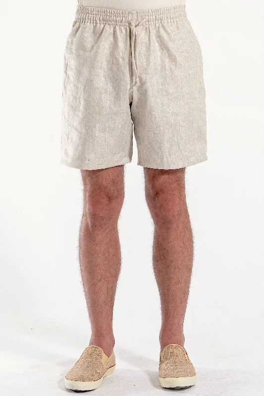 Men's denim shirtjackets with distressed details​2344B  Cotton/ Linen Drawstring Bermuda " Natural "