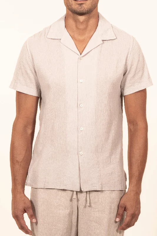 Men's shirtjackets with a lightweight shell​2370 A  Camp Collar S/SL Gauze Shirt - Light Gray