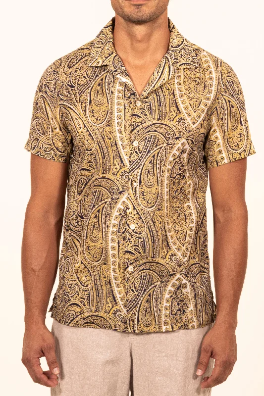 Men's lightweight cotton shirtjackets for spring​2371  Paisley Camp collar S/SL Shirt