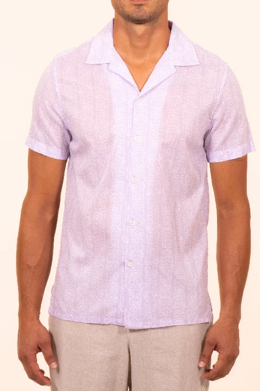 Men's shirtjackets with a color - block pattern​2372 Sanjay Camp Collar S/SL Shirt - Lilac