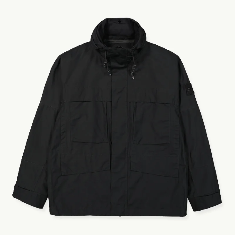 Men coats with a water - resistant finish for light rain and splashesJacket Ghost Patch Double Chest Pocket  - Black 2980