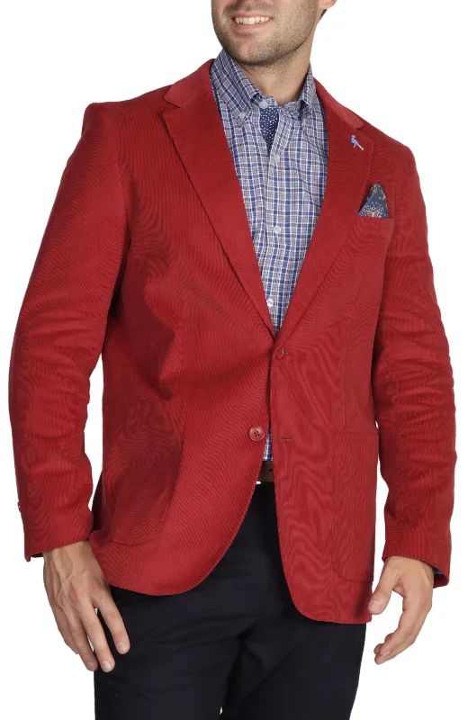 Men coats with a zip - out lining for easy cleaning and versatilityCranberry Solid Corduroy Sport Coat