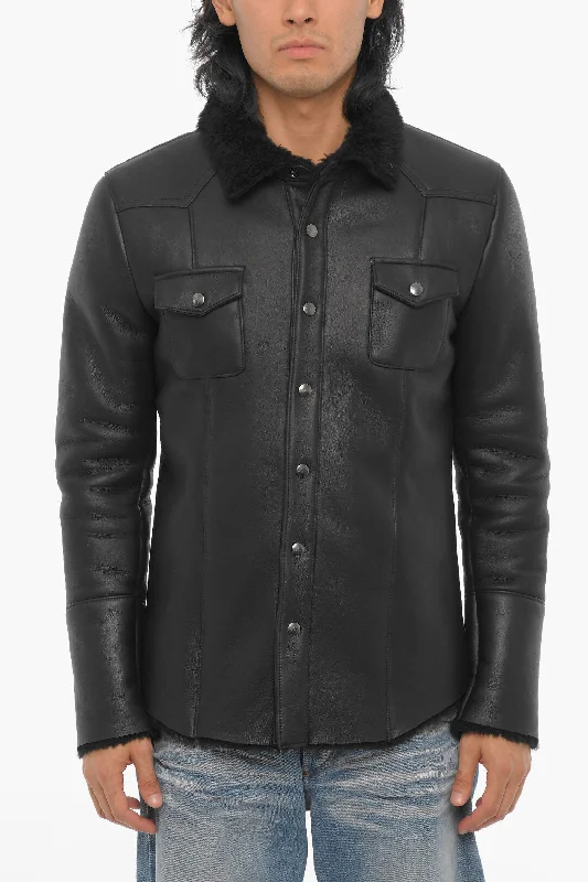 Stylish men coats with a double - breasted design for a formal lookDacute Leather Jacket with Snap Buttons Stylish men coats with a double - breasted design for a formal lookDacute Leather Jacket with Snap Buttons