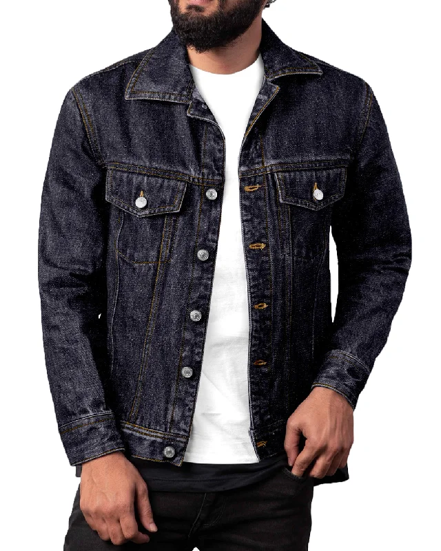 Men's shirtjackets made of recycled materials​Denim Jacket in Raw Denim: Dark Blue