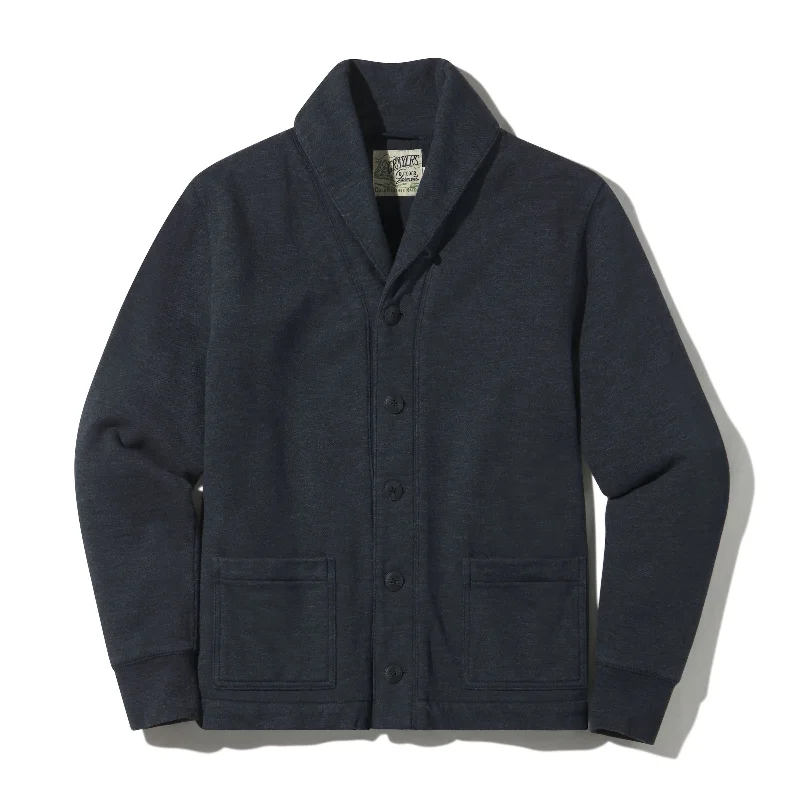 Men's shirtjackets with a fur - trimmed collar​Dunlop Waffle Lined Shawl Cardigan - Blue Graphite