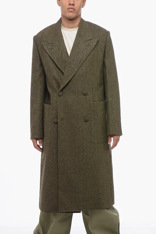 Long - line men coats reaching below the knee for maximum coverageGivenchy Herringbone Wool Doble Breasted Coat Long - line men coats reaching below the knee for maximum coverageGivenchy Herringbone Wool Doble Breasted Coat