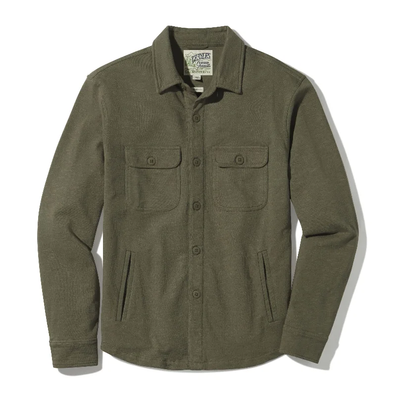 Men's shirtjackets with a sherpa - lined hood​Hogan Knit Loopback Shirt Jacket - Olive