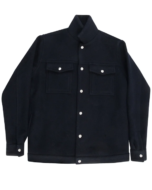 Men's shirtjackets with a quilted pattern​Luxire Wool Navy Shirt Jacket