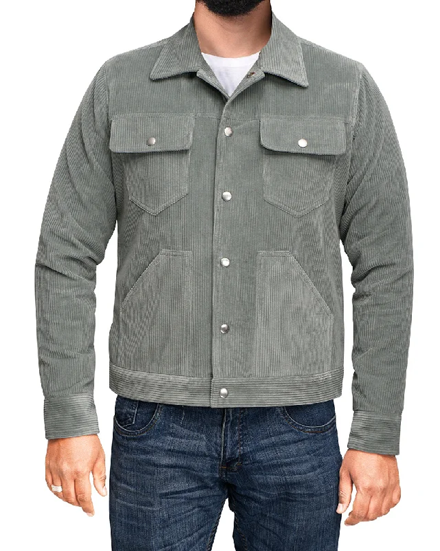 Men's shirtjackets with a bomber - style design​Modrone Duck-Egg Corduroy Jacket