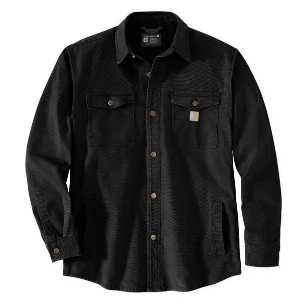 Men's shirtjackets with a mock - neck design​Montana Rugged Flex Loose Fit Heavyweight Duck Shirt Jac - Black