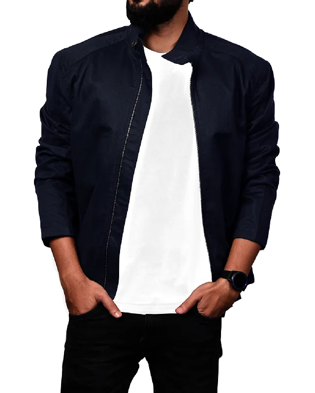 Men's shirtjackets with adjustable cuffs​Navy Cotton Twill Bomber Jacket