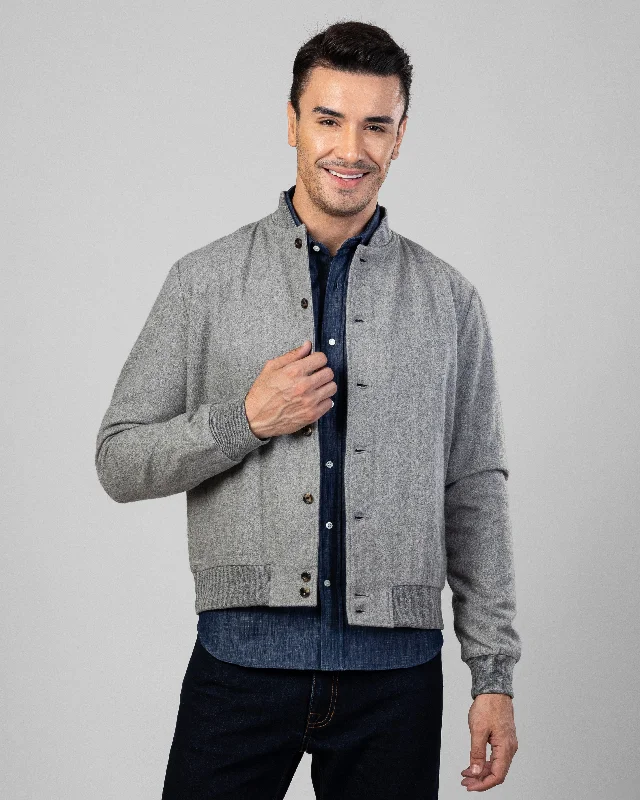 Men's waterproof shirtjackets for rainy days​Grey Wool Flannel Shirt Jacket