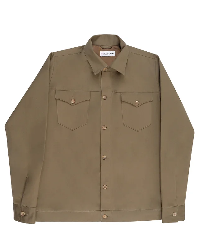 Men's shirtjackets with a suede finish​Drab Twill Shirt Jacket