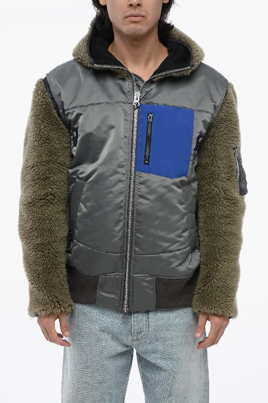 Men coats with a quick - drying feature for active lifestylesSacai Bomber Jacket With Teddy Hood And Sleeves