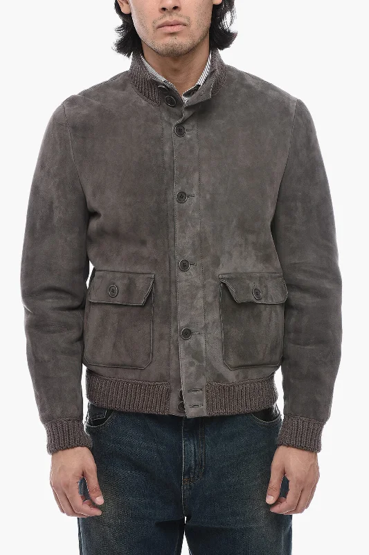 Camouflage men coats for outdoor enthusiasts and huntersSalvatore Santoro Suede Jacket with Knitted Detailing Camouflage men coats for outdoor enthusiasts and huntersSalvatore Santoro Suede Jacket with Knitted Detailing