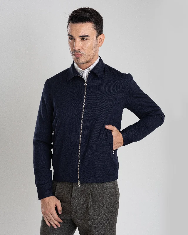 Men's puffer - style shirtjackets for extra warmth​VBC: Navy Covert Twill Shirt Jacket