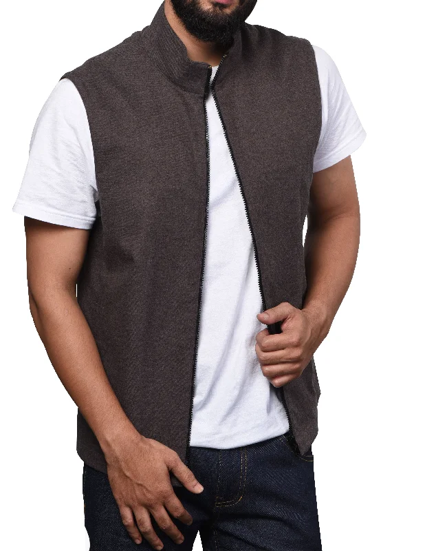 Men's shirtjackets by top fashion brands​Vest in Mohagany Brown Cotton Flannel