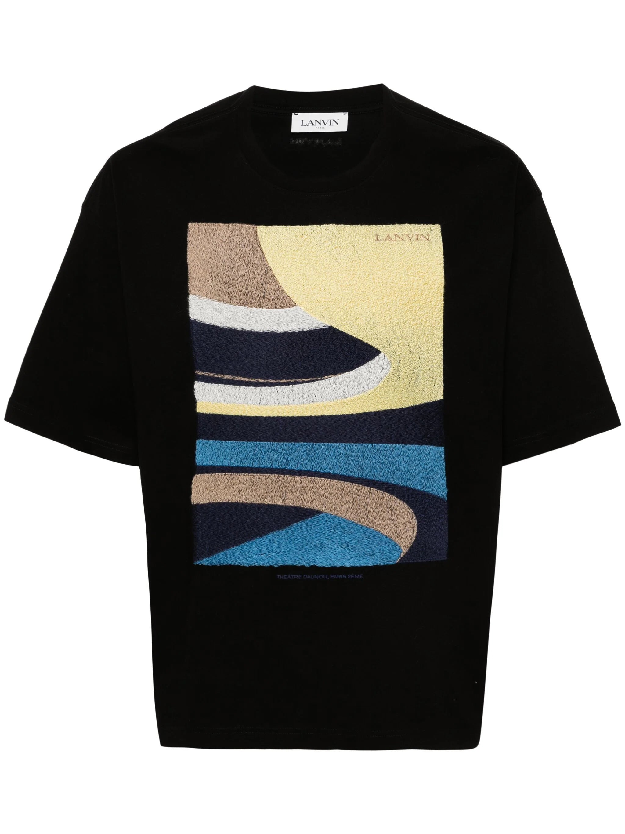 Men vest with a mandarin collar for a sophisticated appearanceDaunou-Embroidery Cotton T-Shirt
