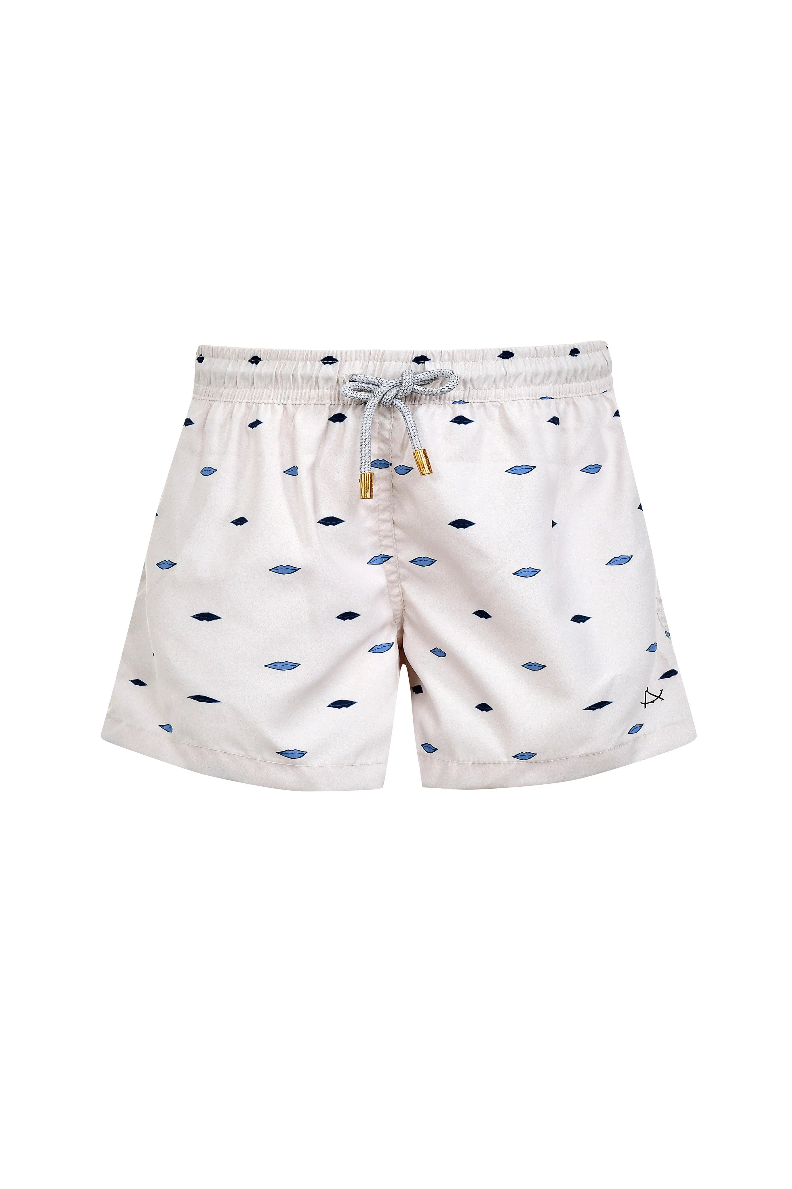 Men's Swim Shorts with Built - in Sunscreen Fabric for Added Sun ProtectionMini Kissable Lips Trunk