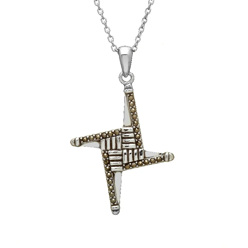 Stretch - fabric men vest for unrestricted movement during activitiesSterling Silver Marcasite St. Bridget's Cross