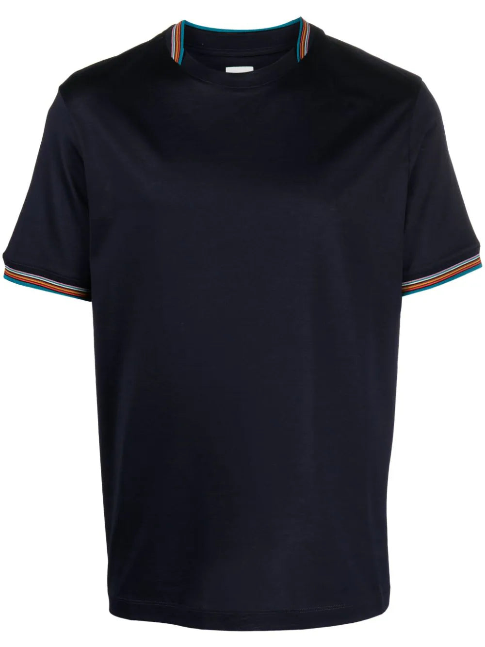 Sleeveless men waistcoats with a high - cut armhole for ease of movementStriped-Trim Cotton T-Shirt
