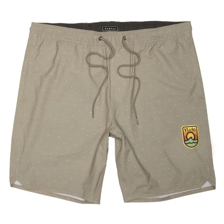 Plus Size Men's Board Shorts with Mesh Lining and Multiple Pockets for Ample StorageVissla Solid Sets Printed 17.5" Eco-Lastic Khaki Trunks