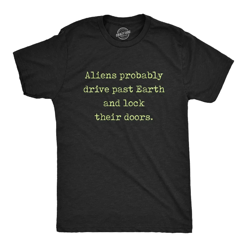 Men's v - neck muscle t - shirts for a body - building aestheticAliens Probably Drive Past Earth And Lock Their Doors Men's T Shirt Men's v - neck muscle t - shirts for a body - building aestheticAliens Probably Drive Past Earth And Lock Their Doors Men's T Shirt