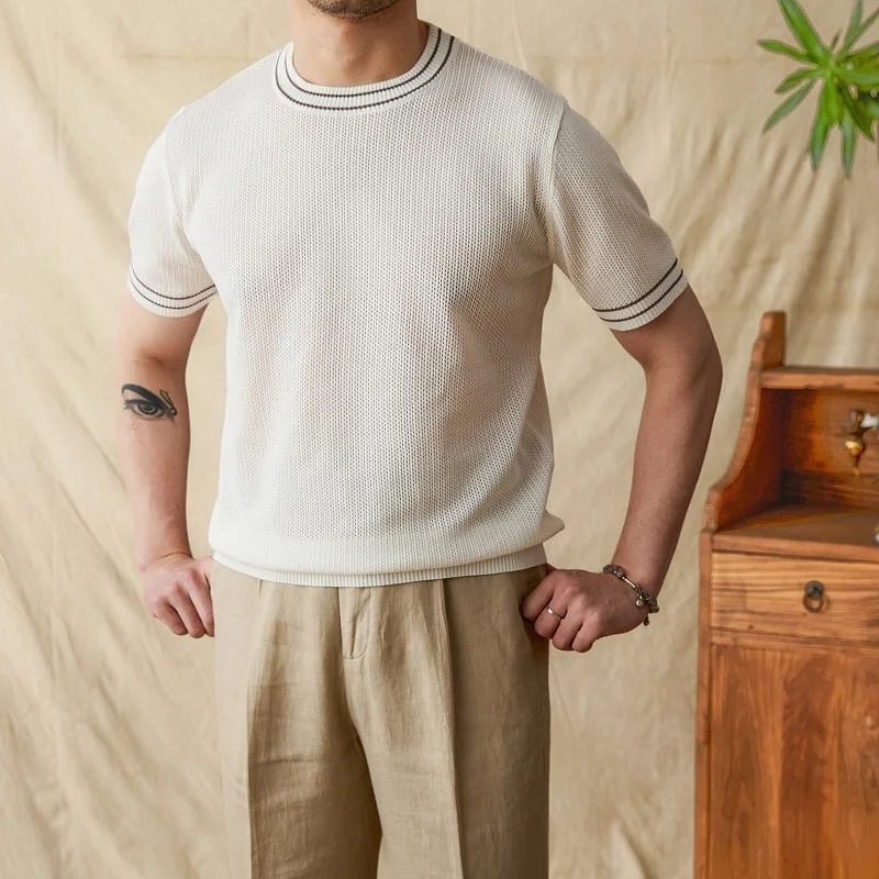 Men's budget - friendly basic polo shirts in multiple colorsAlonso Crochet Knit Short Sleeve T-Shirt Men's budget - friendly basic polo shirts in multiple colorsAlonso Crochet Knit Short Sleeve T-Shirt